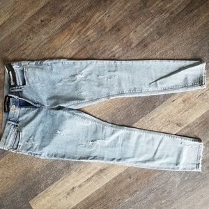 Express midrise distressed skinny jeans